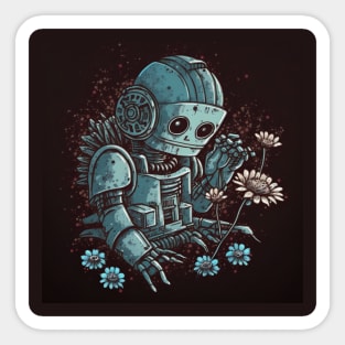 robot in nature Sticker